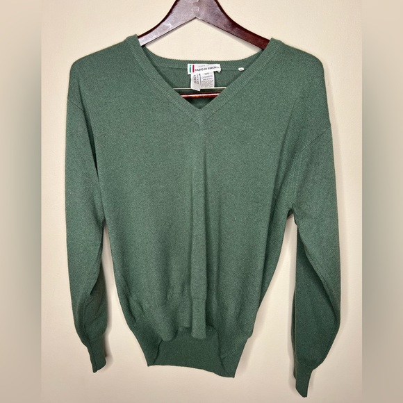VTG NWOT Fabio Di Firenze Green Pure Cashmere V-neck Sweater. Made In Italy. L - Picture 1 of 3